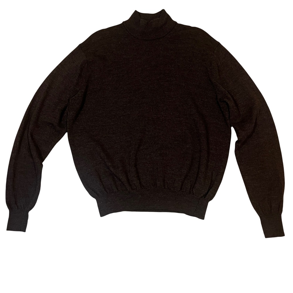 Club Room Mens Dark Brown 100% Merino Wool Mock Neck Sweater L Dark Academia